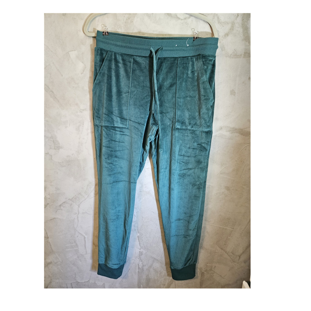 Stars Above Women’s Green Velour Jogger Pants Drawstring Elastic Waist Size M